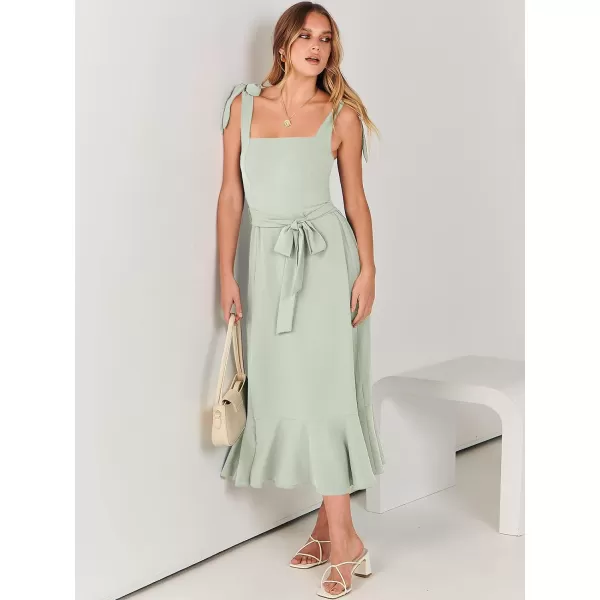 imageANRABESS Womens Square Neck Ruffle Split Midi Formal Summer Dress Elegant Wedding Guest Cocktail Party Bridesmaid DressesCyan