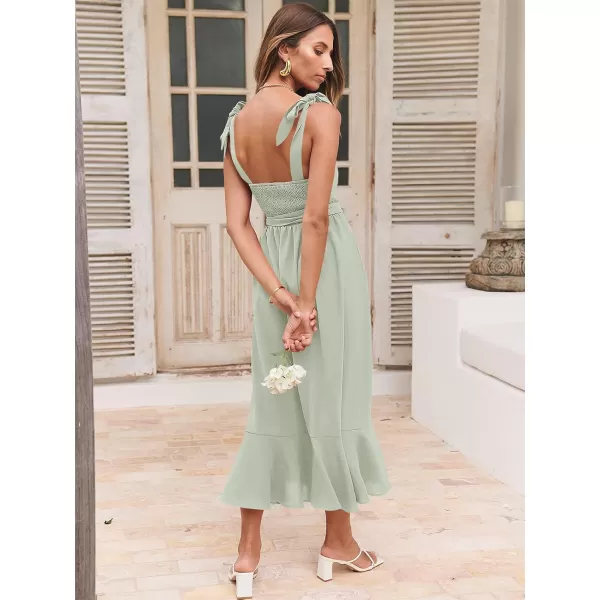 imageANRABESS Womens Square Neck Ruffle Split Midi Formal Summer Dress Elegant Wedding Guest Cocktail Party Bridesmaid DressesCyan