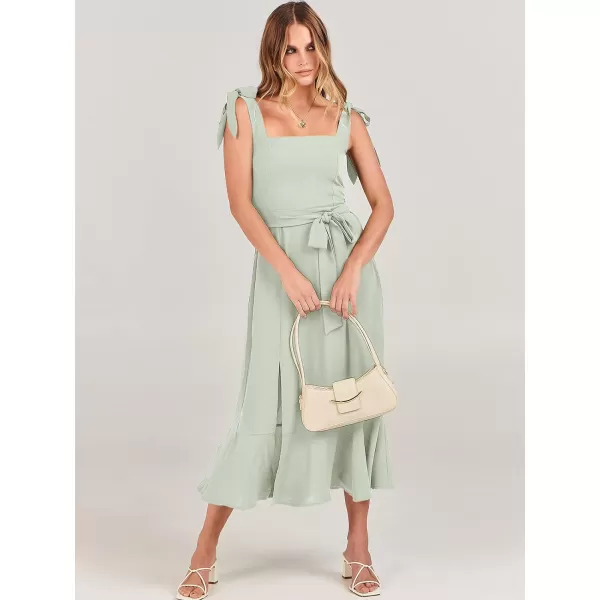 imageANRABESS Womens Square Neck Ruffle Split Midi Formal Summer Dress Elegant Wedding Guest Cocktail Party Bridesmaid DressesCyan