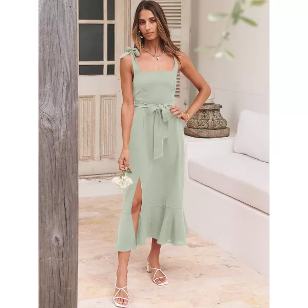 imageANRABESS Womens Square Neck Ruffle Split Midi Formal Summer Dress Elegant Wedding Guest Cocktail Party Bridesmaid DressesCyan