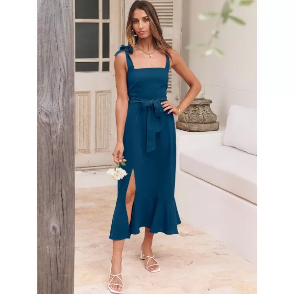 imageANRABESS Womens Square Neck Ruffle Split Midi Formal Summer Dress Elegant Wedding Guest Cocktail Party Bridesmaid DressesDeep Blue