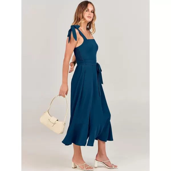 imageANRABESS Womens Square Neck Ruffle Split Midi Formal Summer Dress Elegant Wedding Guest Cocktail Party Bridesmaid DressesDeep Blue