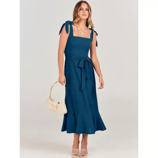 imageANRABESS Womens Square Neck Ruffle Split Midi Formal Summer Dress Elegant Wedding Guest Cocktail Party Bridesmaid DressesDeep Blue