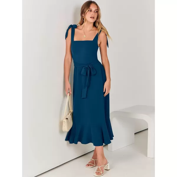 imageANRABESS Womens Square Neck Ruffle Split Midi Formal Summer Dress Elegant Wedding Guest Cocktail Party Bridesmaid DressesDeep Blue