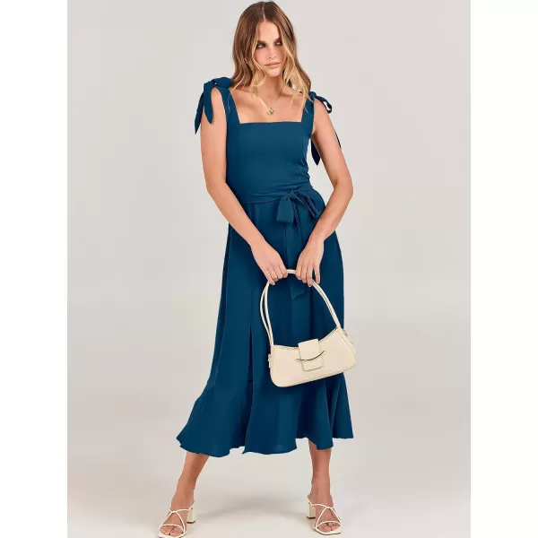 imageANRABESS Womens Square Neck Ruffle Split Midi Formal Summer Dress Elegant Wedding Guest Cocktail Party Bridesmaid DressesDeep Blue