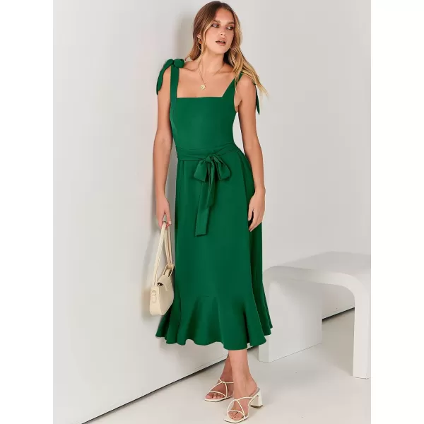 imageANRABESS Womens Square Neck Ruffle Split Midi Formal Summer Dress Elegant Wedding Guest Cocktail Party Bridesmaid DressesGrass