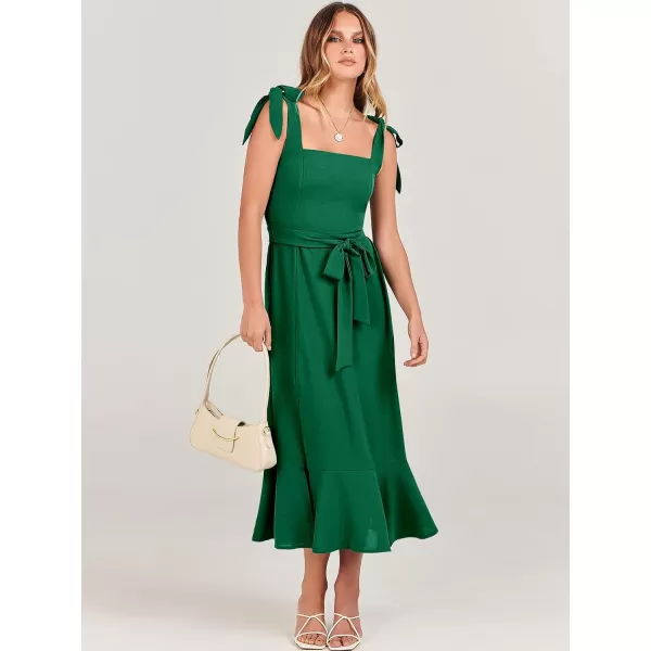 imageANRABESS Womens Square Neck Ruffle Split Midi Formal Summer Dress Elegant Wedding Guest Cocktail Party Bridesmaid DressesGrass