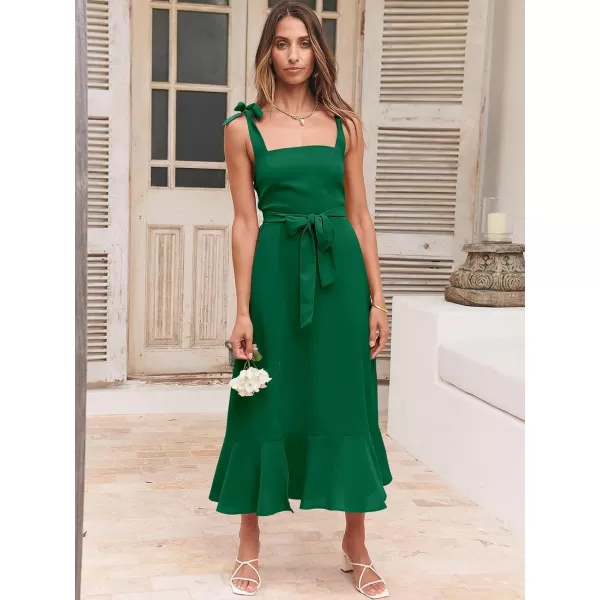 imageANRABESS Womens Square Neck Ruffle Split Midi Formal Summer Dress Elegant Wedding Guest Cocktail Party Bridesmaid DressesGrass