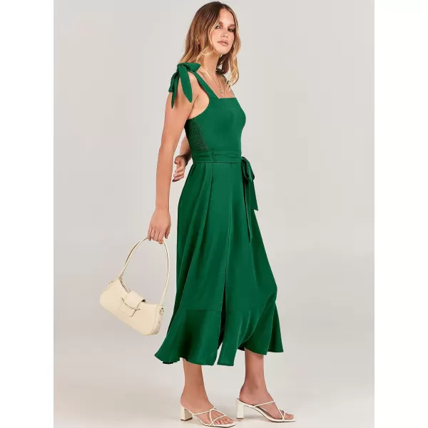 imageANRABESS Womens Square Neck Ruffle Split Midi Formal Summer Dress Elegant Wedding Guest Cocktail Party Bridesmaid DressesGrass