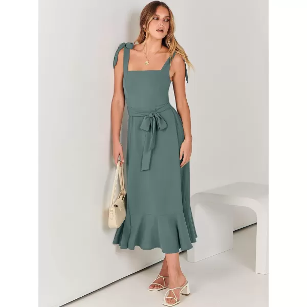 imageANRABESS Womens Square Neck Ruffle Split Midi Formal Summer Dress Elegant Wedding Guest Cocktail Party Bridesmaid DressesGrey Blue