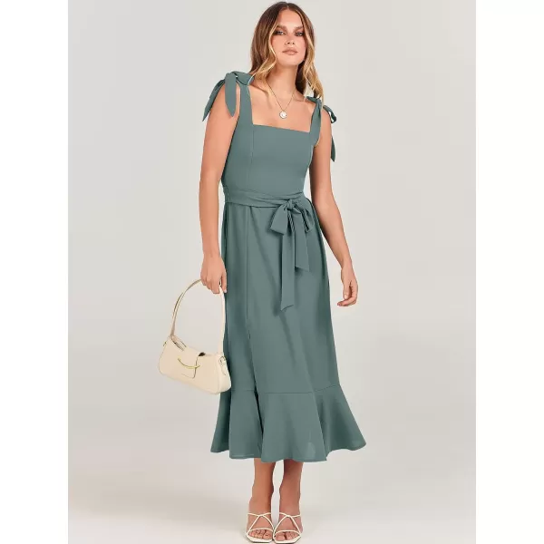 imageANRABESS Womens Square Neck Ruffle Split Midi Formal Summer Dress Elegant Wedding Guest Cocktail Party Bridesmaid DressesGrey Blue