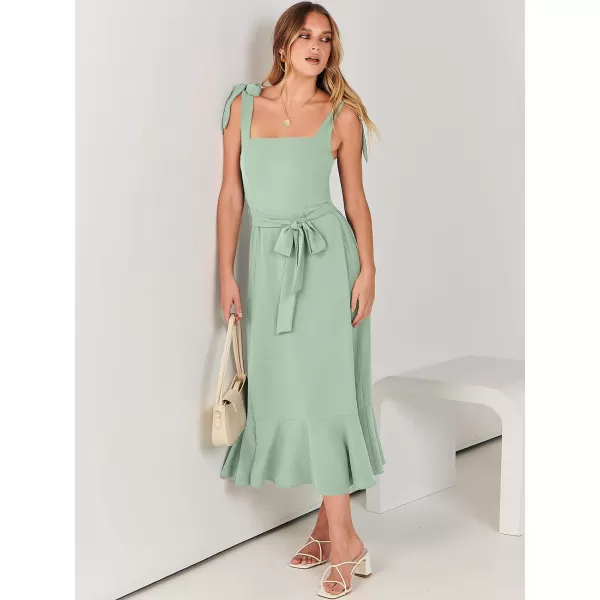 imageANRABESS Womens Square Neck Ruffle Split Midi Formal Summer Dress Elegant Wedding Guest Cocktail Party Bridesmaid DressesLight Green