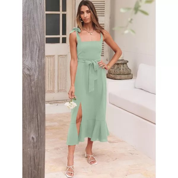 imageANRABESS Womens Square Neck Ruffle Split Midi Formal Summer Dress Elegant Wedding Guest Cocktail Party Bridesmaid DressesLight Green