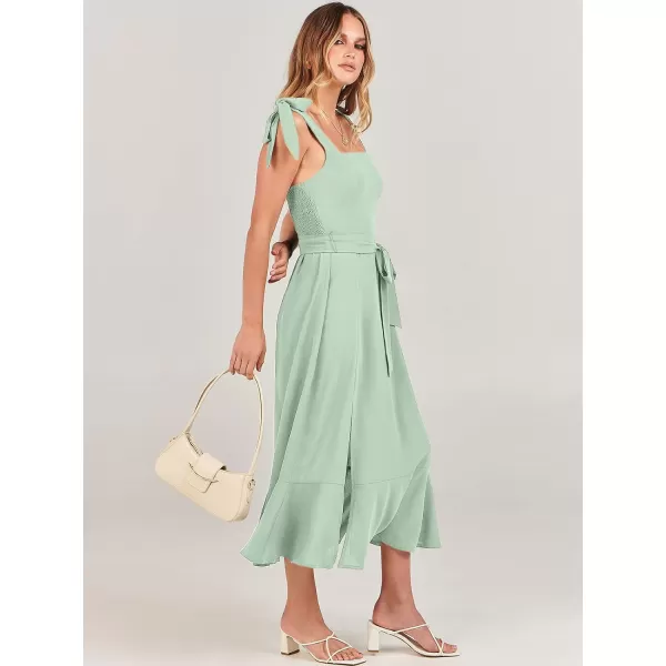 imageANRABESS Womens Square Neck Ruffle Split Midi Formal Summer Dress Elegant Wedding Guest Cocktail Party Bridesmaid DressesLight Green