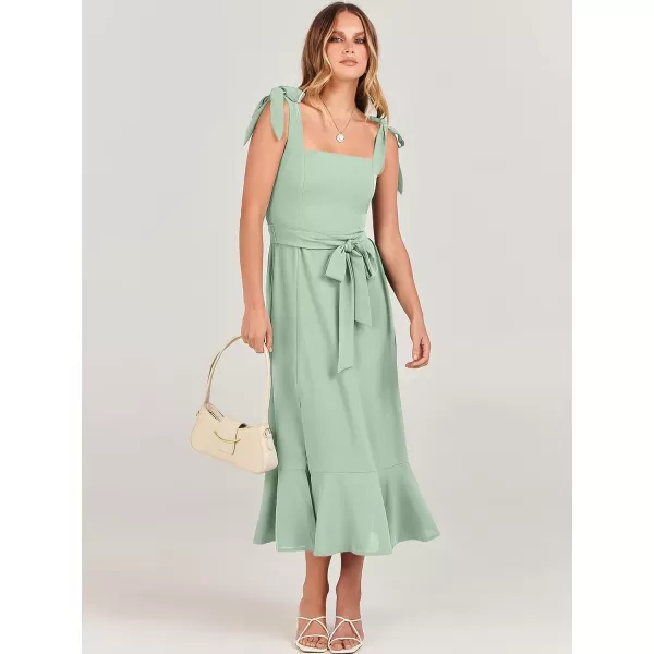 imageANRABESS Womens Square Neck Ruffle Split Midi Formal Summer Dress Elegant Wedding Guest Cocktail Party Bridesmaid DressesLight Green