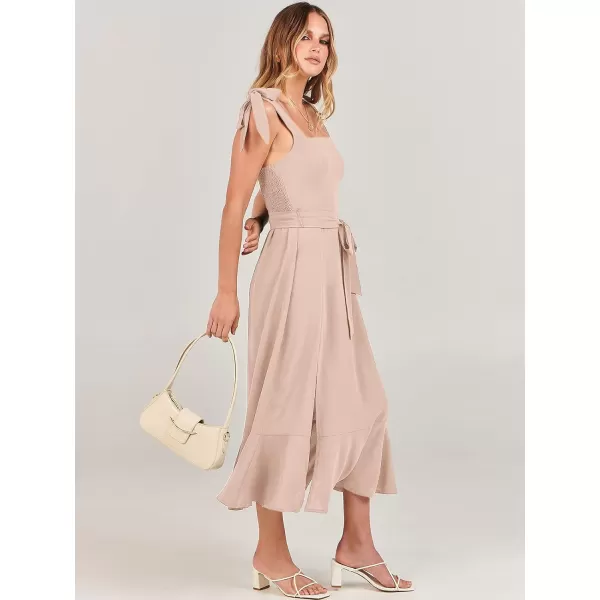 imageANRABESS Womens Square Neck Ruffle Split Midi Formal Summer Dress Elegant Wedding Guest Cocktail Party Bridesmaid DressesLight Pink