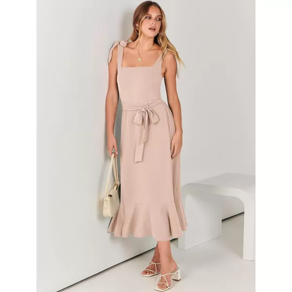 imageANRABESS Womens Square Neck Ruffle Split Midi Formal Summer Dress Elegant Wedding Guest Cocktail Party Bridesmaid DressesLight Pink