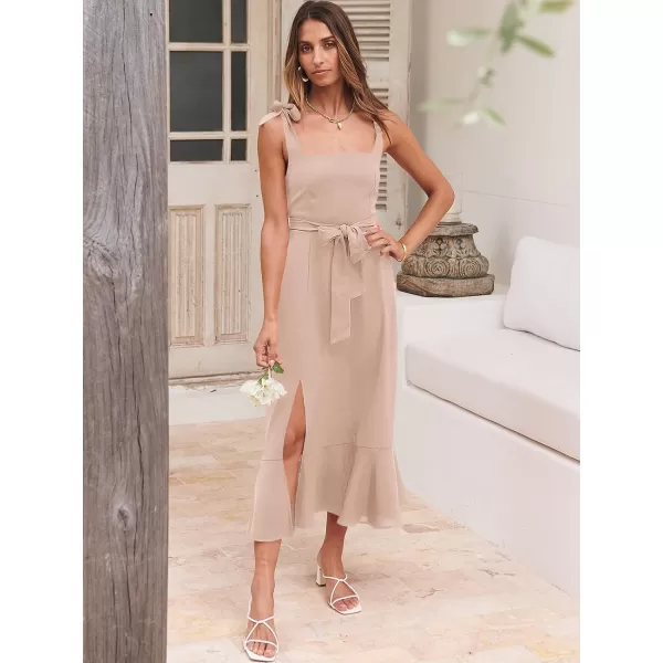 imageANRABESS Womens Square Neck Ruffle Split Midi Formal Summer Dress Elegant Wedding Guest Cocktail Party Bridesmaid DressesLight Pink