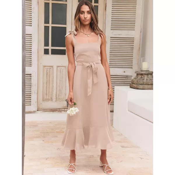 imageANRABESS Womens Square Neck Ruffle Split Midi Formal Summer Dress Elegant Wedding Guest Cocktail Party Bridesmaid DressesLight Pink