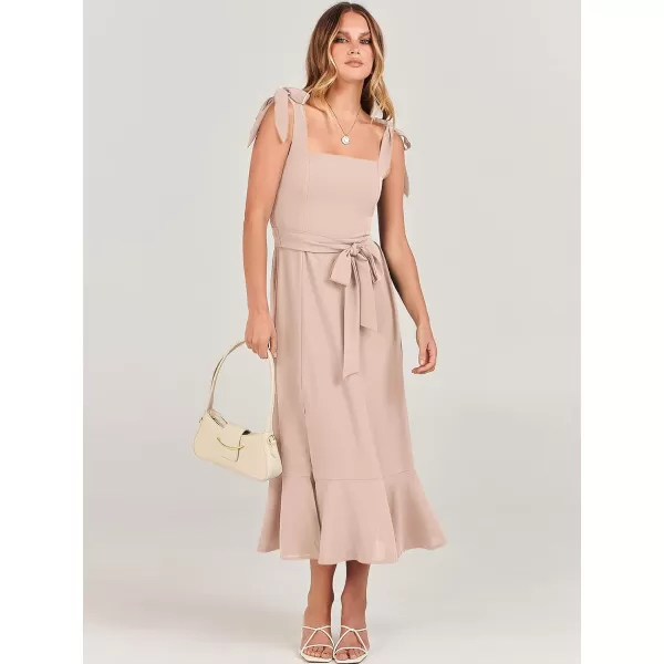 imageANRABESS Womens Square Neck Ruffle Split Midi Formal Summer Dress Elegant Wedding Guest Cocktail Party Bridesmaid DressesLight Pink