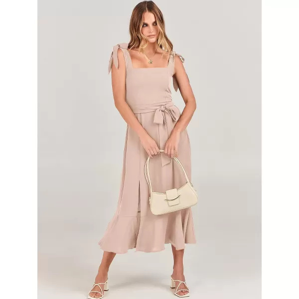 imageANRABESS Womens Square Neck Ruffle Split Midi Formal Summer Dress Elegant Wedding Guest Cocktail Party Bridesmaid DressesLight Pink