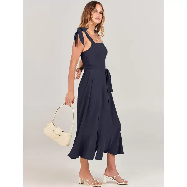 imageANRABESS Womens Square Neck Ruffle Split Midi Formal Summer Dress Elegant Wedding Guest Cocktail Party Bridesmaid DressesNavy Blue