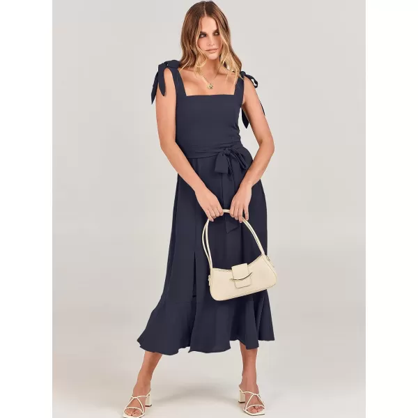imageANRABESS Womens Square Neck Ruffle Split Midi Formal Summer Dress Elegant Wedding Guest Cocktail Party Bridesmaid DressesNavy Blue