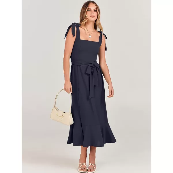 imageANRABESS Womens Square Neck Ruffle Split Midi Formal Summer Dress Elegant Wedding Guest Cocktail Party Bridesmaid DressesNavy Blue