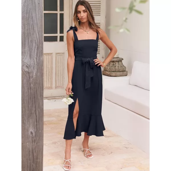 imageANRABESS Womens Square Neck Ruffle Split Midi Formal Summer Dress Elegant Wedding Guest Cocktail Party Bridesmaid DressesNavy Blue