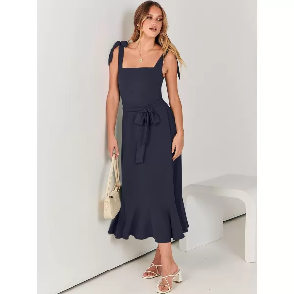imageANRABESS Womens Square Neck Ruffle Split Midi Formal Summer Dress Elegant Wedding Guest Cocktail Party Bridesmaid DressesNavy Blue