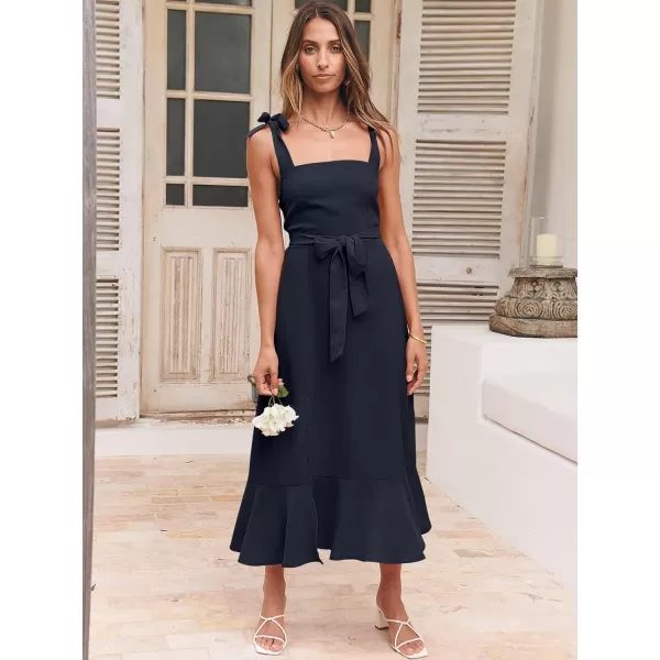 imageANRABESS Womens Square Neck Ruffle Split Midi Formal Summer Dress Elegant Wedding Guest Cocktail Party Bridesmaid DressesNavy Blue