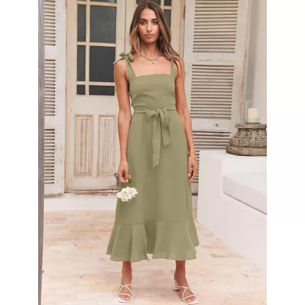 imageANRABESS Womens Square Neck Ruffle Split Midi Formal Summer Dress Elegant Wedding Guest Cocktail Party Bridesmaid DressesPea Green
