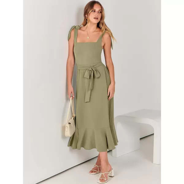 imageANRABESS Womens Square Neck Ruffle Split Midi Formal Summer Dress Elegant Wedding Guest Cocktail Party Bridesmaid DressesPea Green