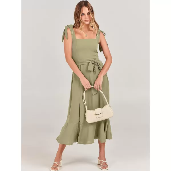 imageANRABESS Womens Square Neck Ruffle Split Midi Formal Summer Dress Elegant Wedding Guest Cocktail Party Bridesmaid DressesPea Green