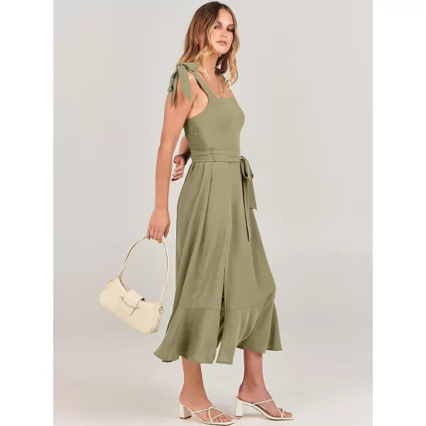 imageANRABESS Womens Square Neck Ruffle Split Midi Formal Summer Dress Elegant Wedding Guest Cocktail Party Bridesmaid DressesPea Green