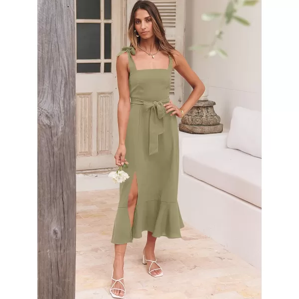 imageANRABESS Womens Square Neck Ruffle Split Midi Formal Summer Dress Elegant Wedding Guest Cocktail Party Bridesmaid DressesPea Green