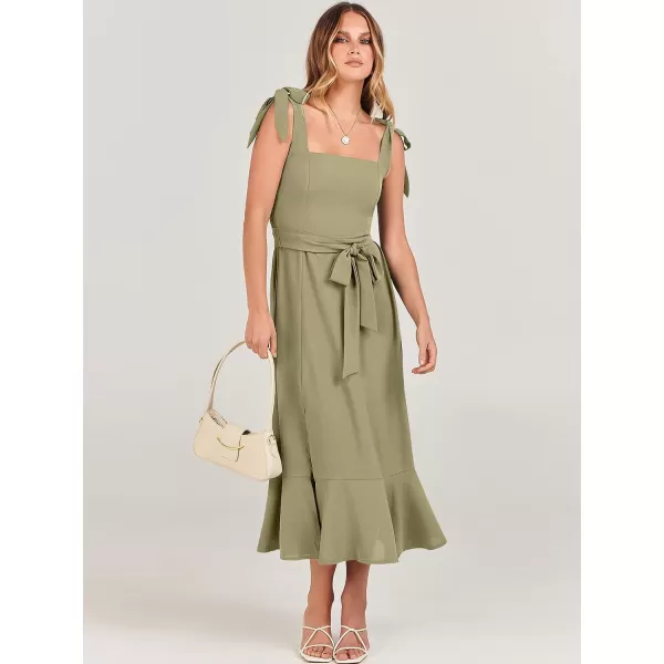 imageANRABESS Womens Square Neck Ruffle Split Midi Formal Summer Dress Elegant Wedding Guest Cocktail Party Bridesmaid DressesPea Green