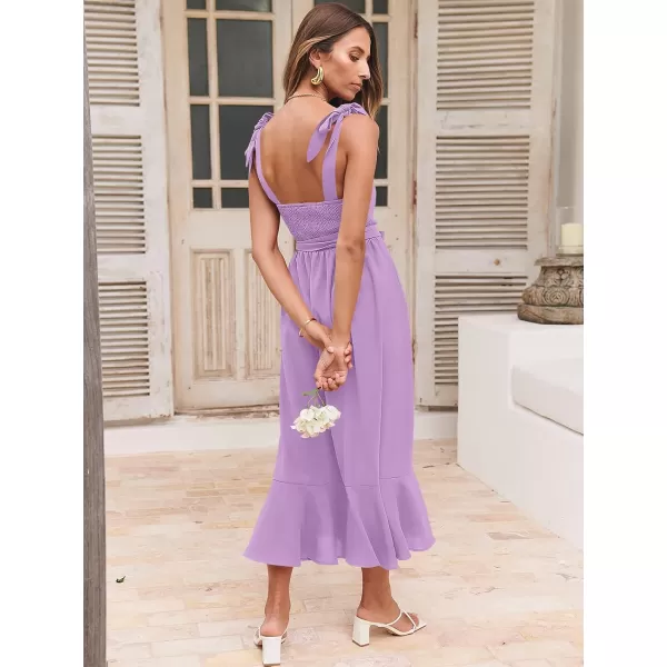 imageANRABESS Womens Square Neck Ruffle Split Midi Formal Summer Dress Elegant Wedding Guest Cocktail Party Bridesmaid DressesPurple