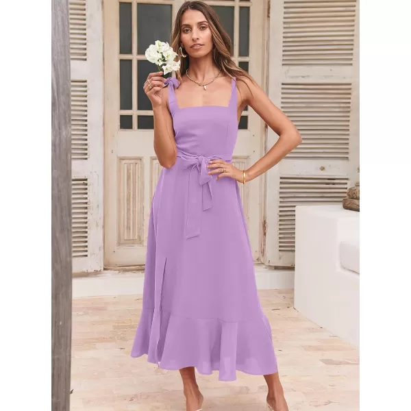 imageANRABESS Womens Square Neck Ruffle Split Midi Formal Summer Dress Elegant Wedding Guest Cocktail Party Bridesmaid DressesPurple