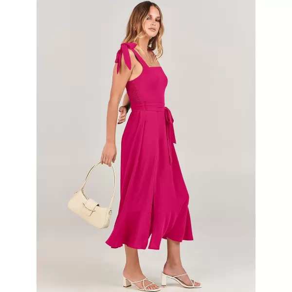 imageANRABESS Womens Square Neck Ruffle Split Midi Formal Summer Dress Elegant Wedding Guest Cocktail Party Bridesmaid DressesRose