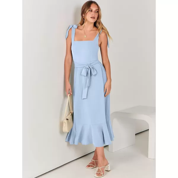 imageANRABESS Womens Square Neck Ruffle Split Midi Formal Summer Dress Elegant Wedding Guest Cocktail Party Bridesmaid DressesSky