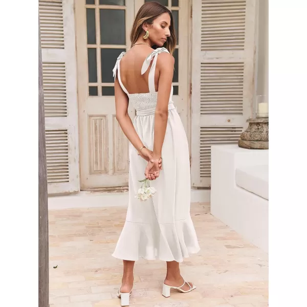imageANRABESS Womens Square Neck Ruffle Split Midi Formal Summer Dress Elegant Wedding Guest Cocktail Party Bridesmaid DressesWhite