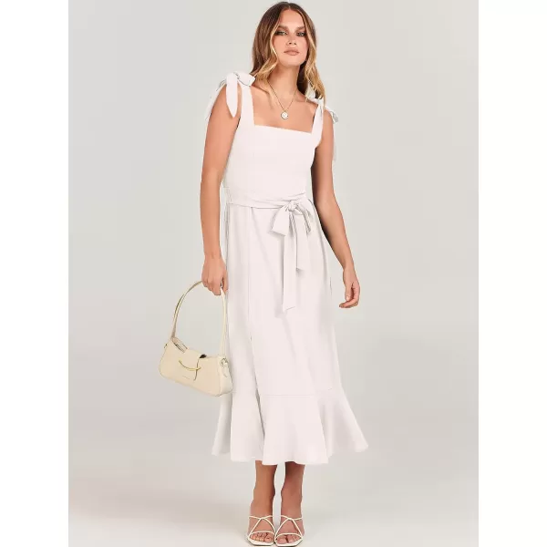 imageANRABESS Womens Square Neck Ruffle Split Midi Formal Summer Dress Elegant Wedding Guest Cocktail Party Bridesmaid DressesWhite