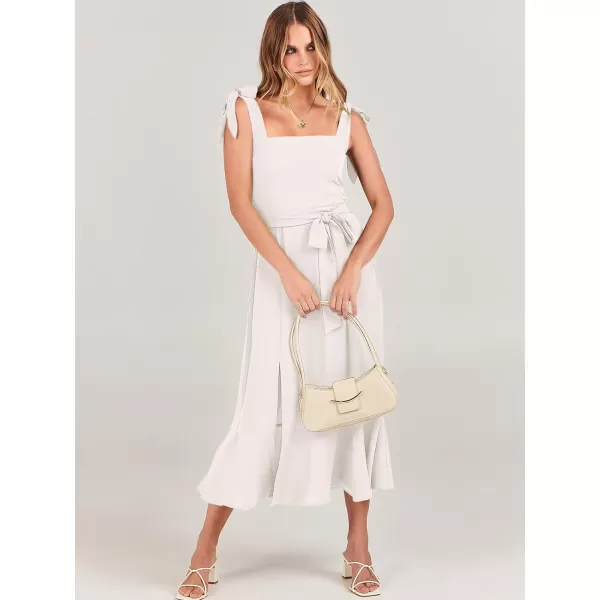 imageANRABESS Womens Square Neck Ruffle Split Midi Formal Summer Dress Elegant Wedding Guest Cocktail Party Bridesmaid DressesWhite