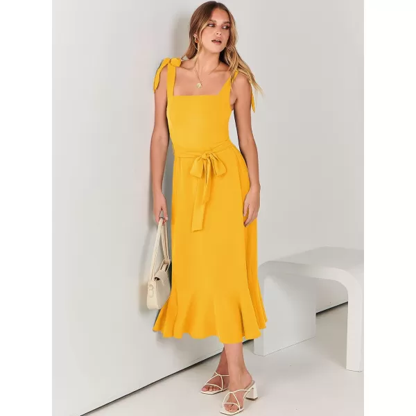 imageANRABESS Womens Square Neck Ruffle Split Midi Formal Summer Dress Elegant Wedding Guest Cocktail Party Bridesmaid DressesYellow
