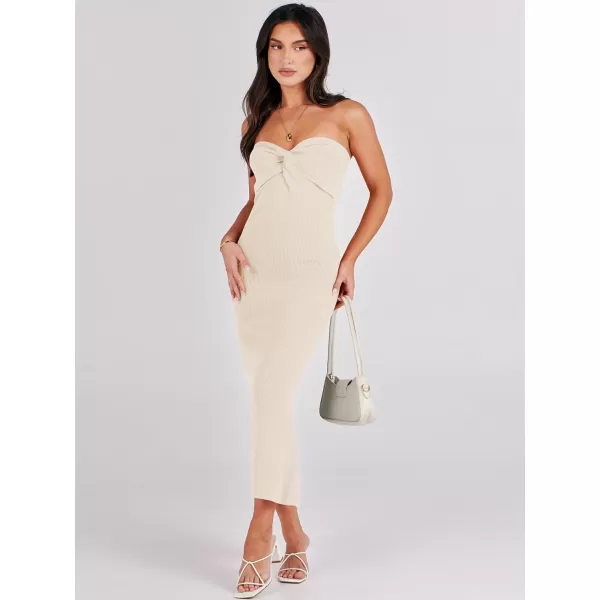 imageANRABESS Womens Strapless Long Semi Formal Dress Sexy Summer Vacation Sleeveless Bodycon Cocktail Party Sweater DressesApricot
