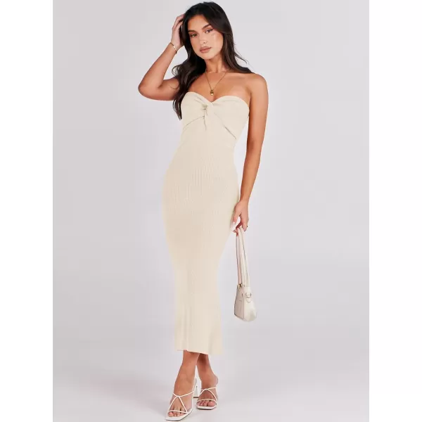 imageANRABESS Womens Strapless Long Semi Formal Dress Sexy Summer Vacation Sleeveless Bodycon Cocktail Party Sweater DressesApricot