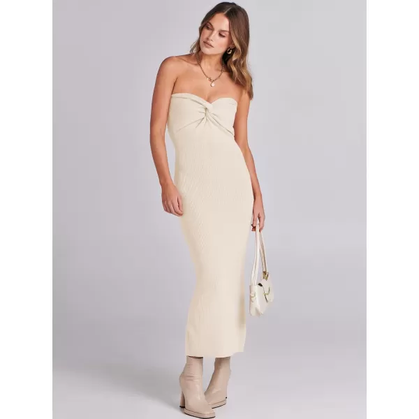 imageANRABESS Womens Strapless Long Semi Formal Dress Sexy Summer Vacation Sleeveless Bodycon Cocktail Party Sweater DressesApricot