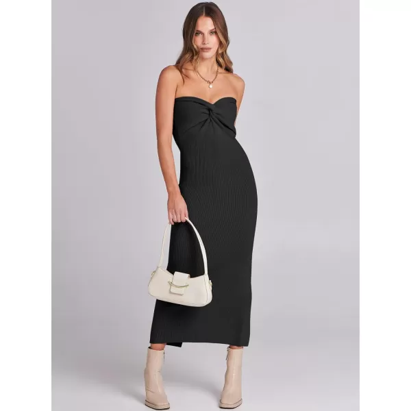 imageANRABESS Womens Strapless Long Semi Formal Dress Sexy Summer Vacation Sleeveless Bodycon Cocktail Party Sweater DressesBlack
