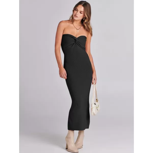 imageANRABESS Womens Strapless Long Semi Formal Dress Sexy Summer Vacation Sleeveless Bodycon Cocktail Party Sweater DressesBlack